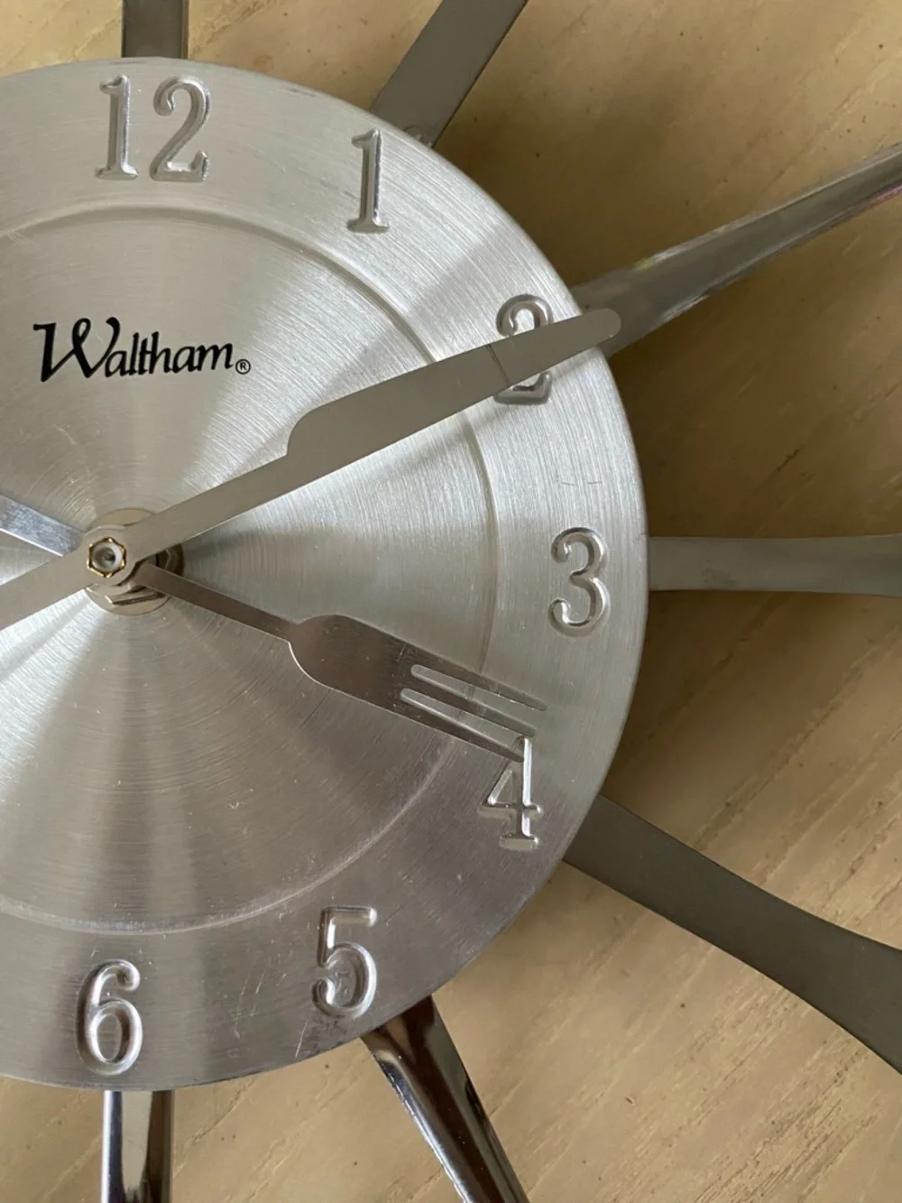 Silver Waltham Retro 15” Utensil Decorative Kitchen Wall Clock